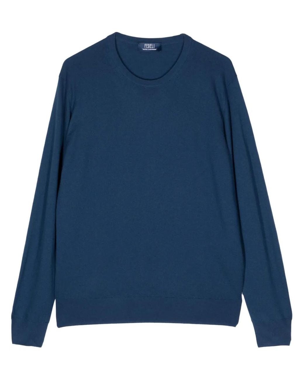 Fedeli Blue Round-Neck Jumper for men