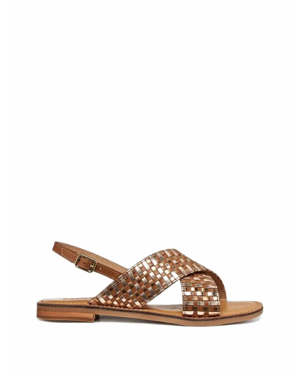 Geox Brown Maddalusia C Woven Criss-Cross Sandals