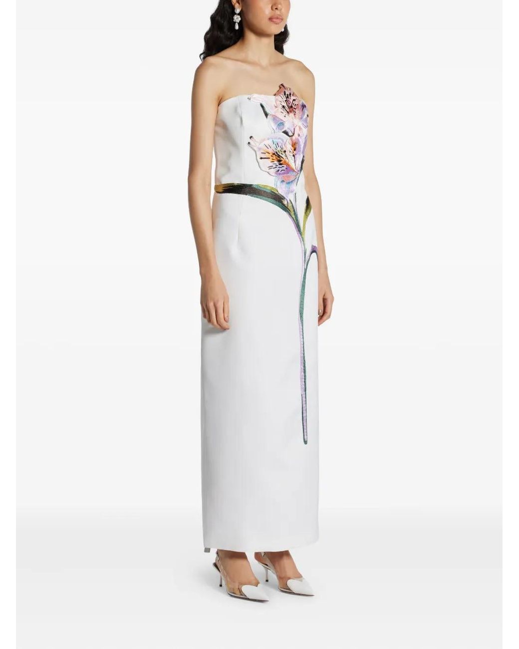 LEO LIN Rayna Flower-Appliqu Strapless Dress in White | Lyst LEO LIN Rayna Flower-Appliqu Strapless Dress in White | Lyst