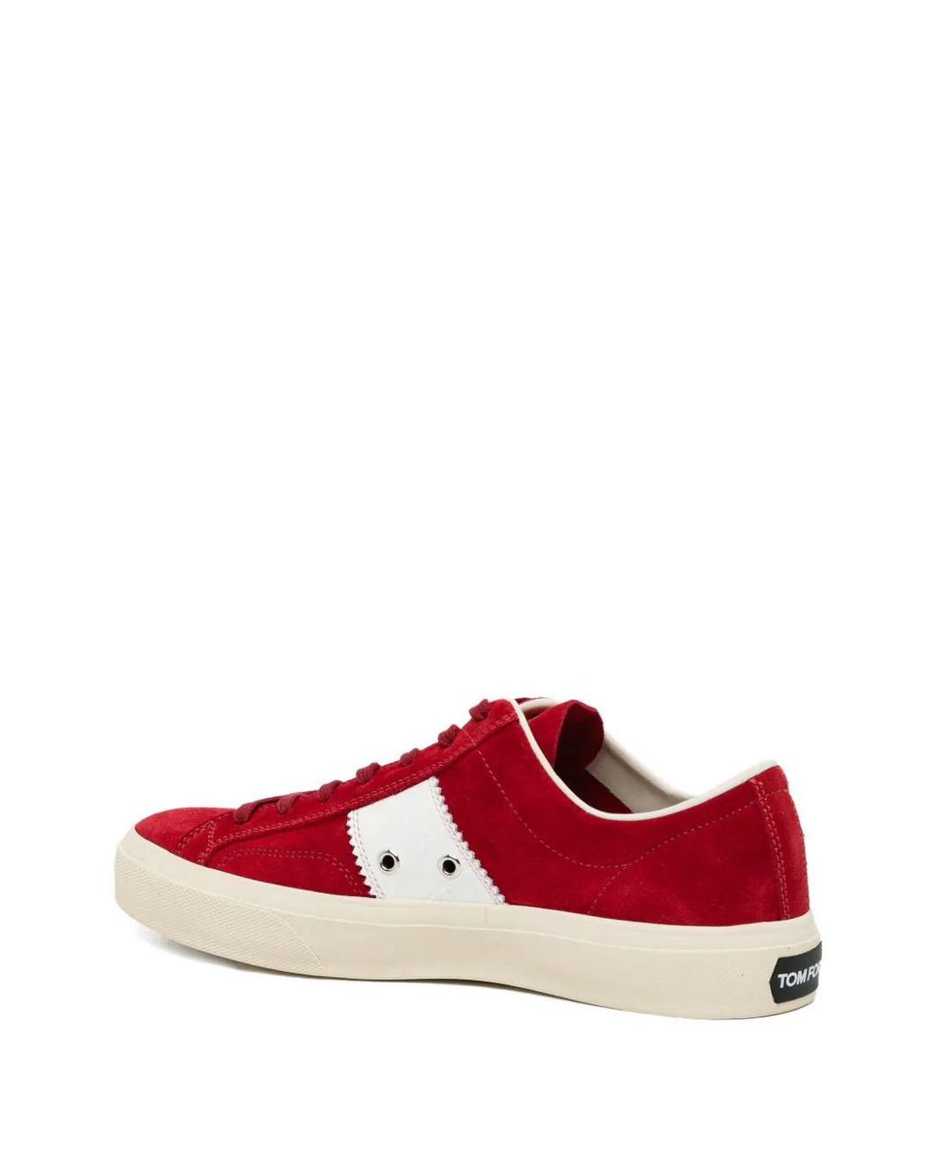 Tom Ford Red Suede And Printed Alligator Cambridge Sneakers for men