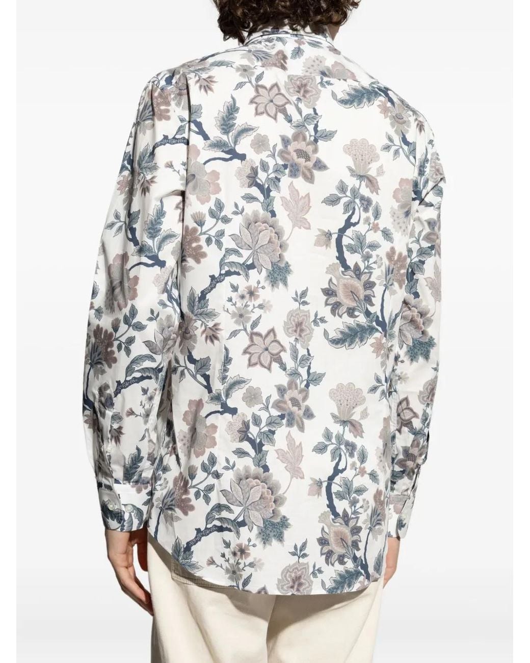 Etro White Floral-Print Shirt for men