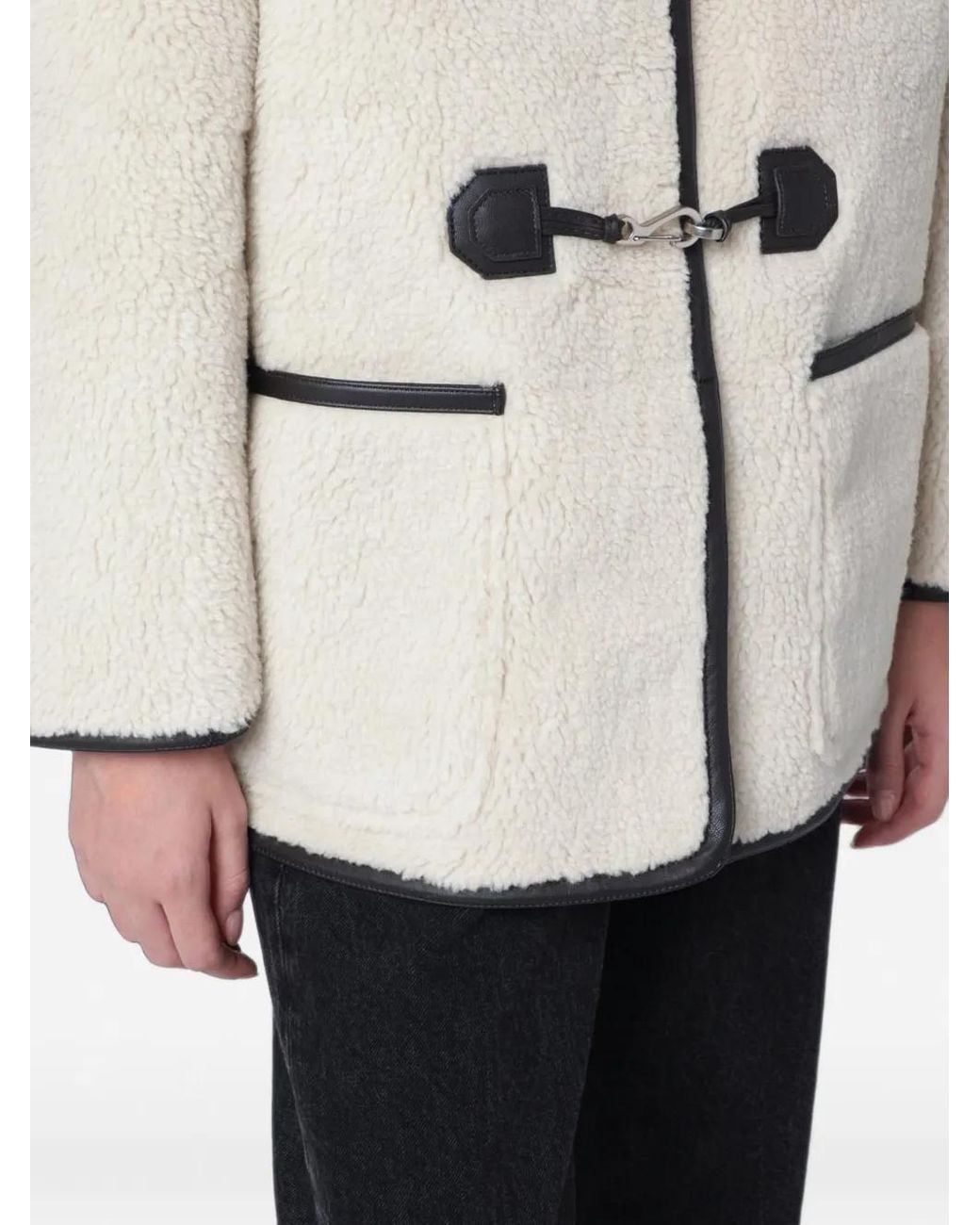 DUNST White Toggle-Fastening Fleece Jacket