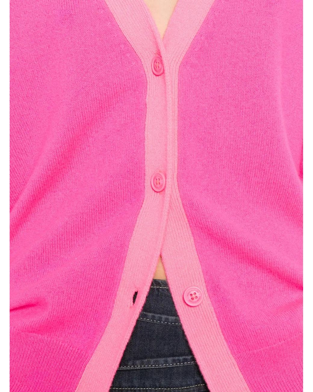 From Future Pink Cardigan Bicolore À Col V