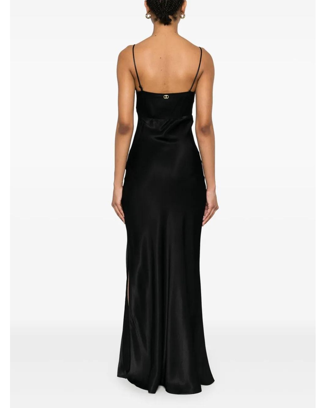 Twinset Black Satin Maxi Dress