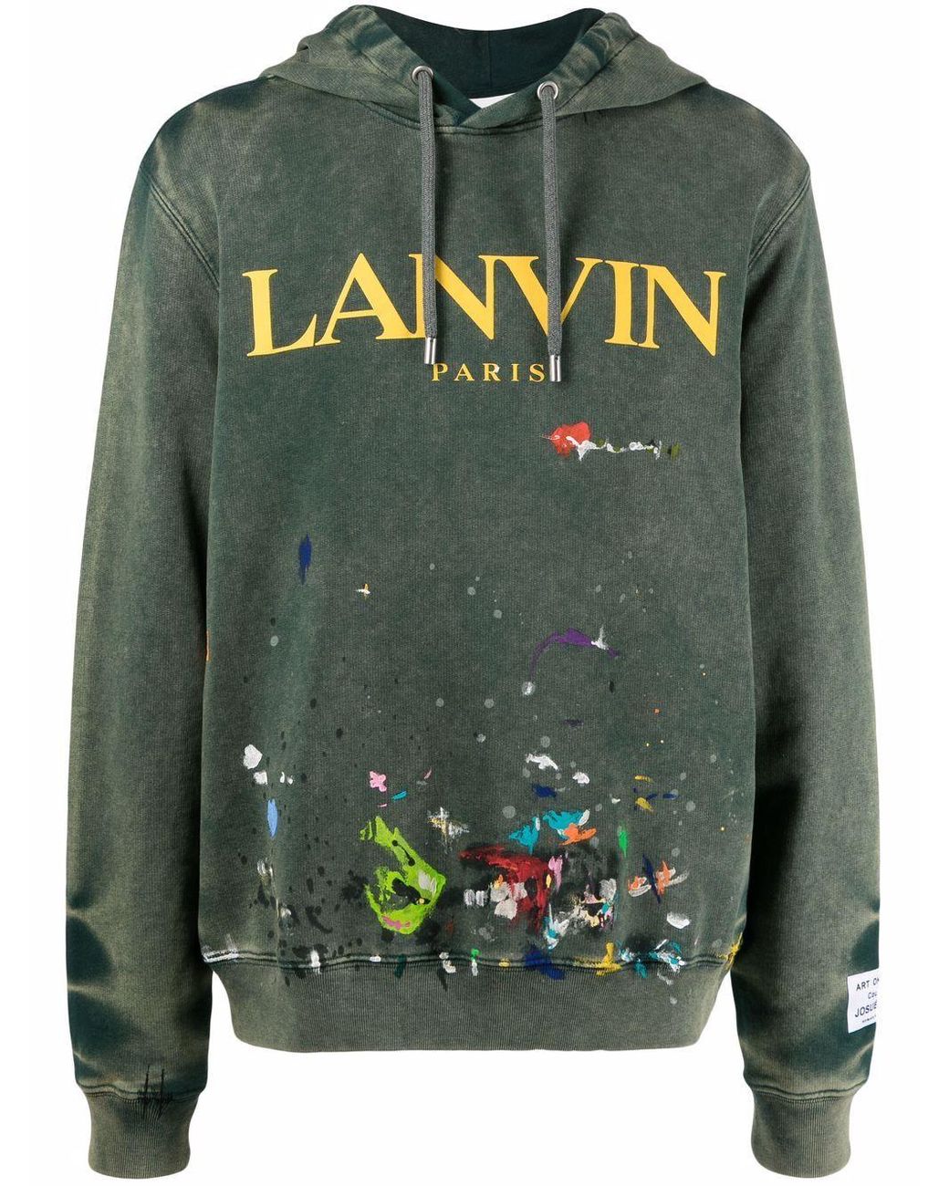 Lanvin X Gallery Dept. Paint-splatted Logo-print Hoodie in Green for ...