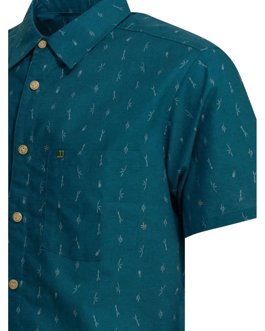 Montbell Blue Bamboo-Print Short-Sleeve Shirt for men