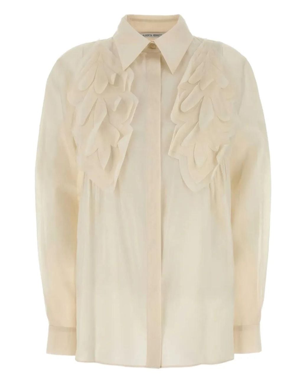 Alberta Ferretti Natural Tailored Shirt With Structured Collar