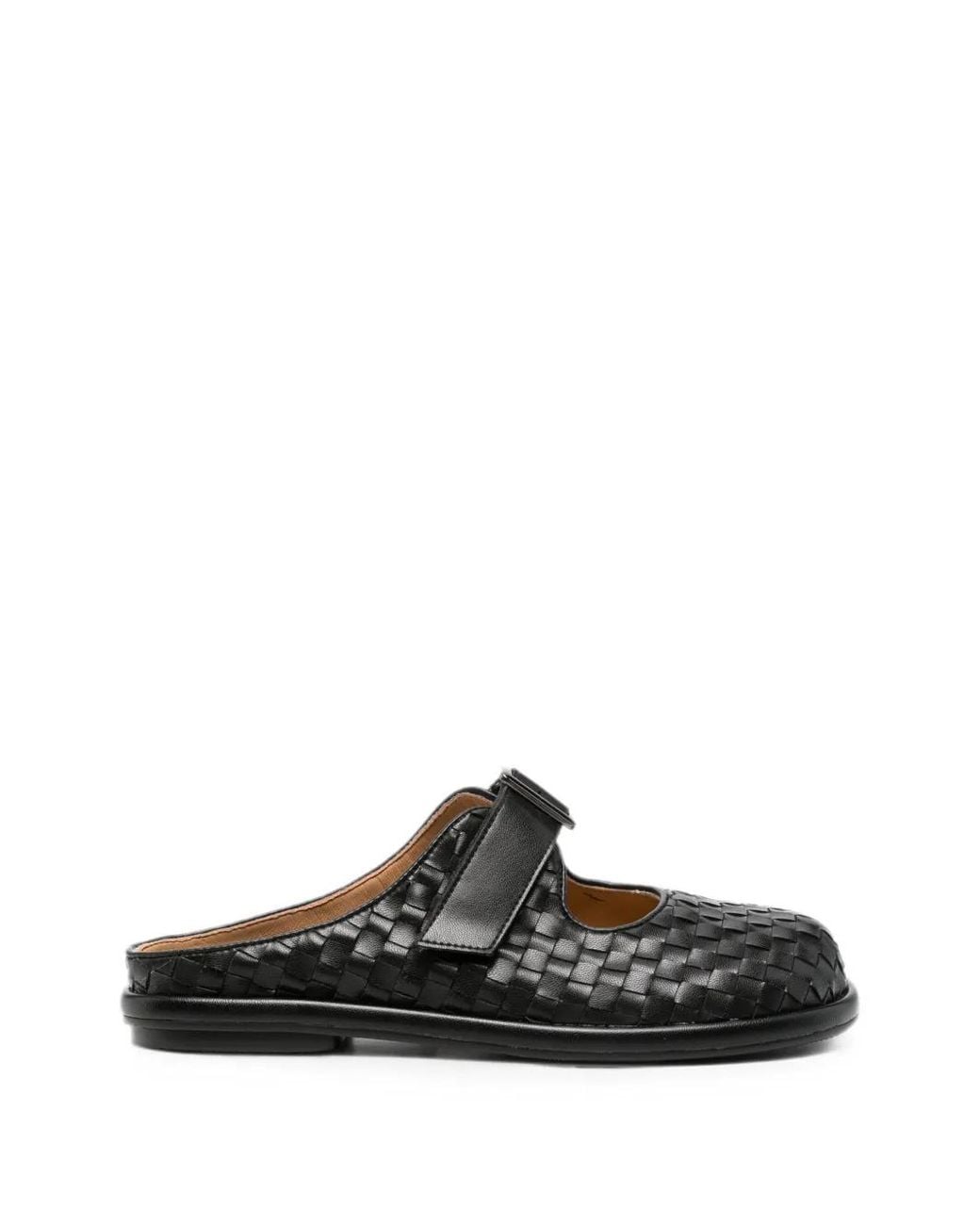 SERGIO MORETTI FIRENZE Black Woven Buckle-Fastening Slippers