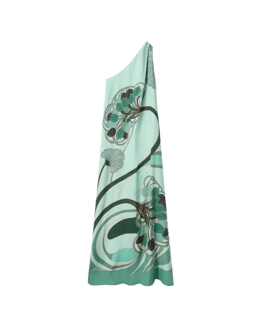 LaDoubleJ Green Roy One-Shoulder Floral-Print Dress