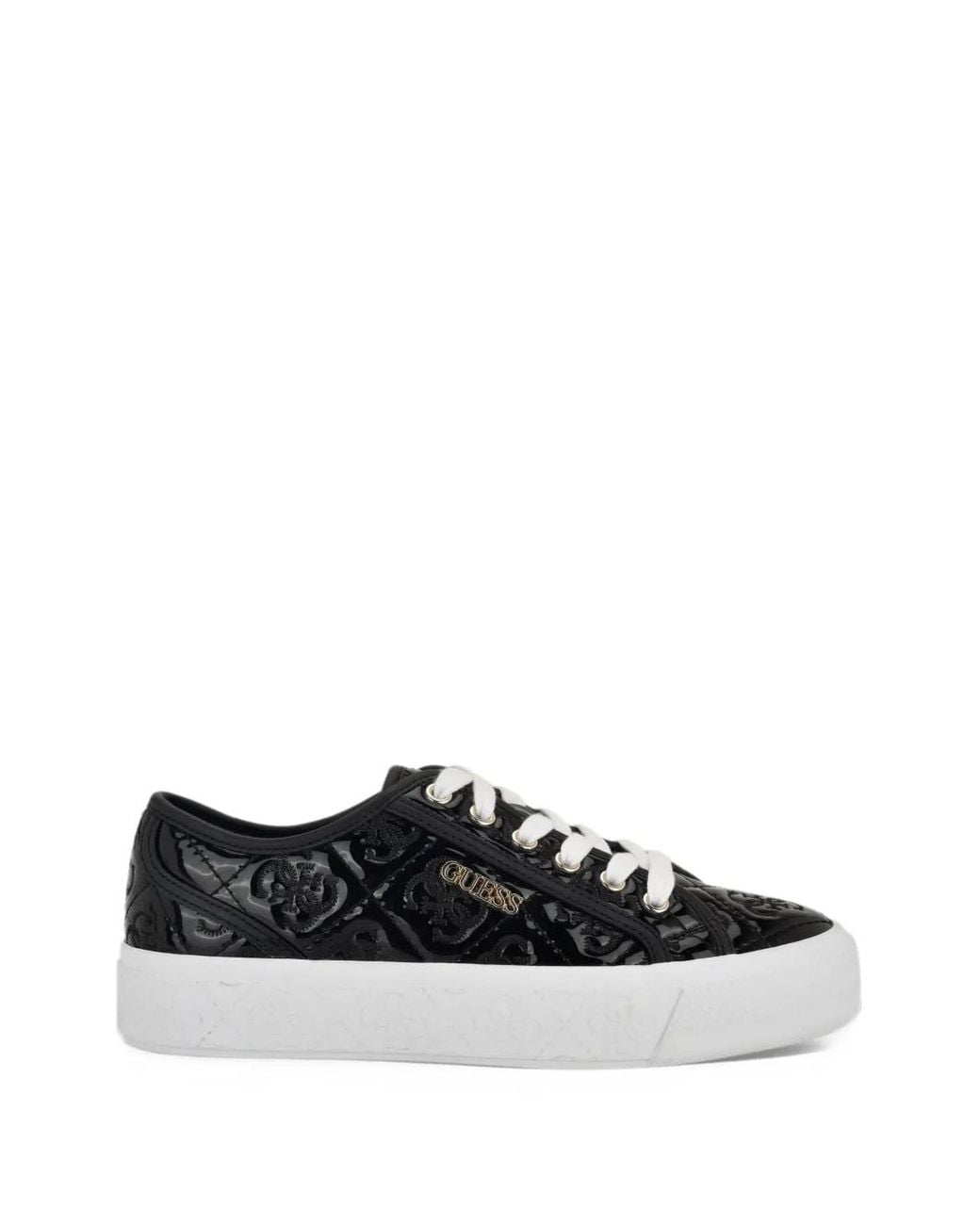 Guess White Jlove Embroidery Patent Sneakers