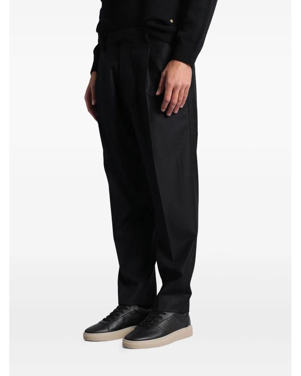 Grayed Black Pleated Trousers for men