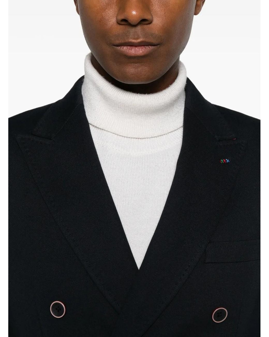 Manuel Ritz Blue Double-Breasted Piquè Blazer for men
