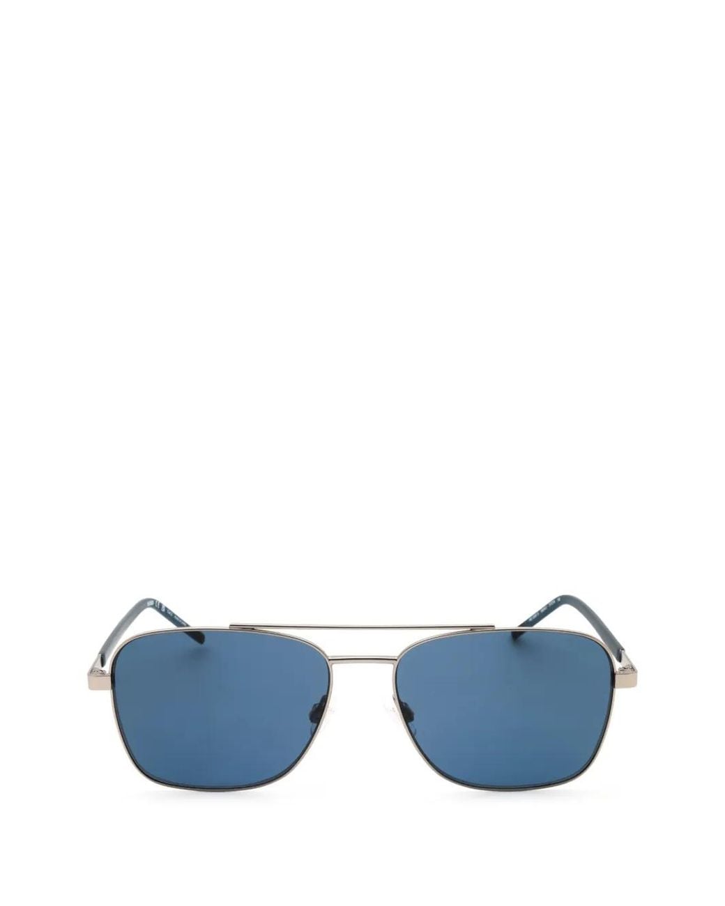 HUGO Blue Double-Bridge Rectangle-Frame Sunglasses for men