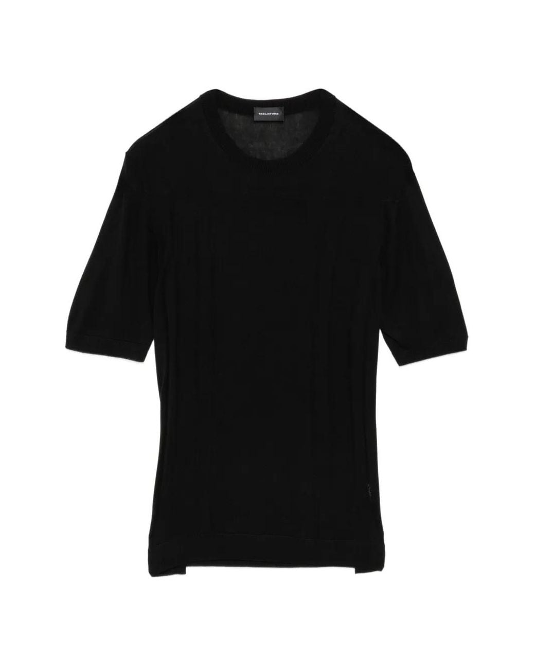Tagliatore Black Crew-Neck T-Shirt for men