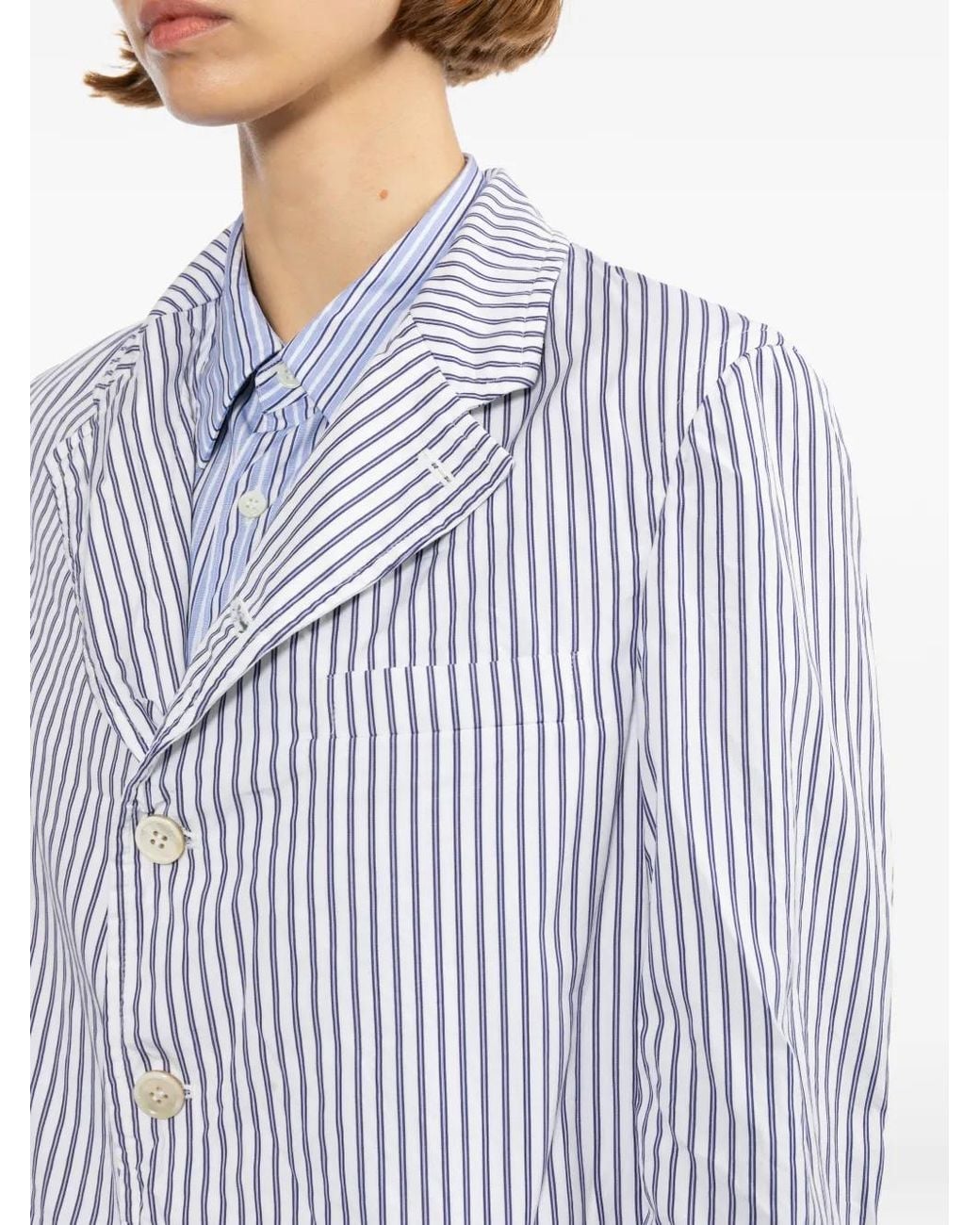 Comme des Garçons Purple Vertical-Stripe Blazer