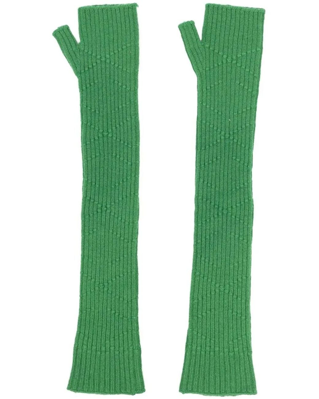 Barrie Green Long Knit Fingerless Gloves