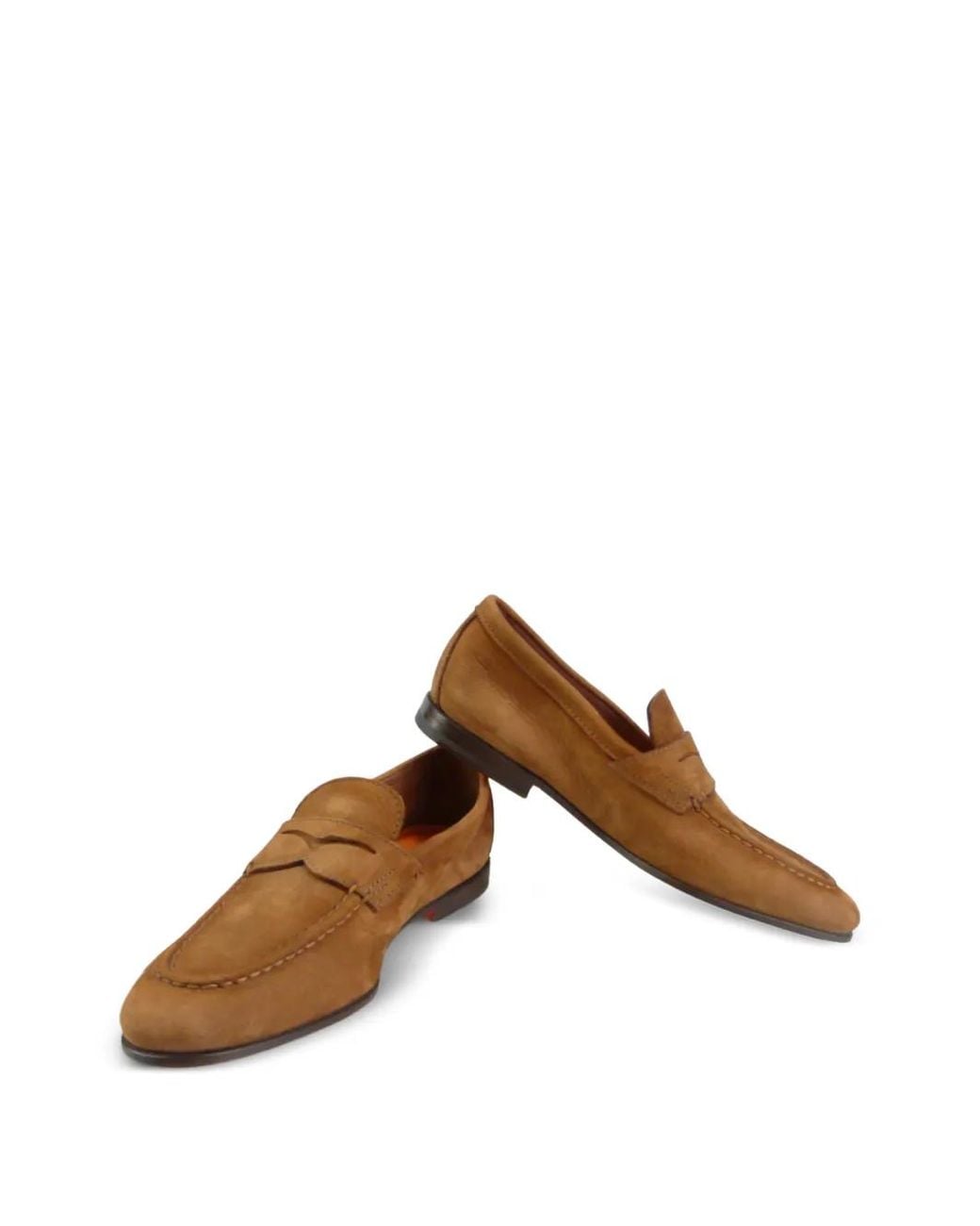 Santoni Brown Penny Loafers for men
