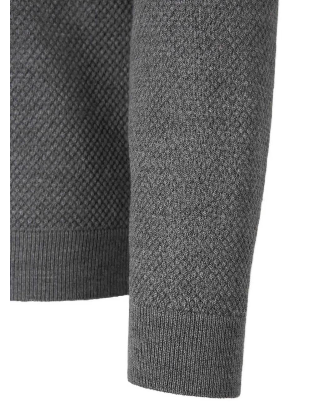 Zanone Gray Pull En Maille Gaufrée À Col Rond for men