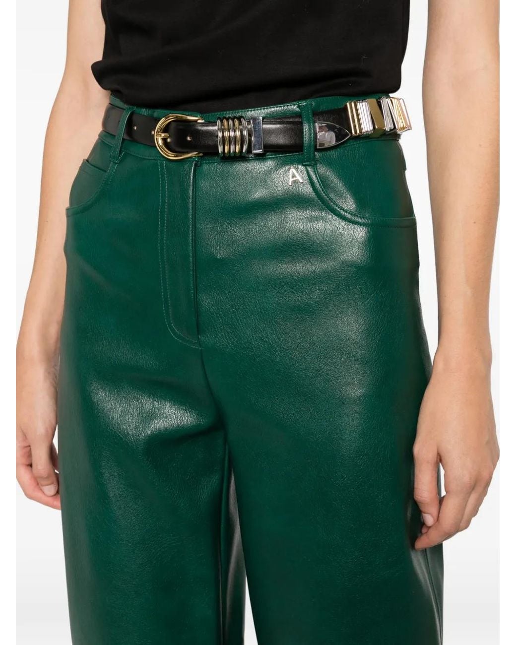Twinset Green Logo-Plaque Straight-Leg Trousers