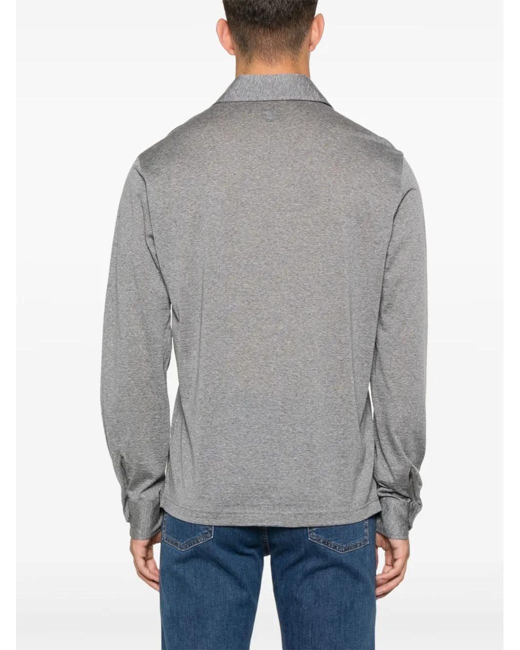 Fedeli Gray Wool Polo Shirt for men