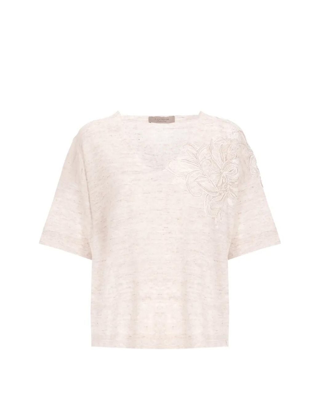 D.exterior Natural Floral-Lace T-Shirt