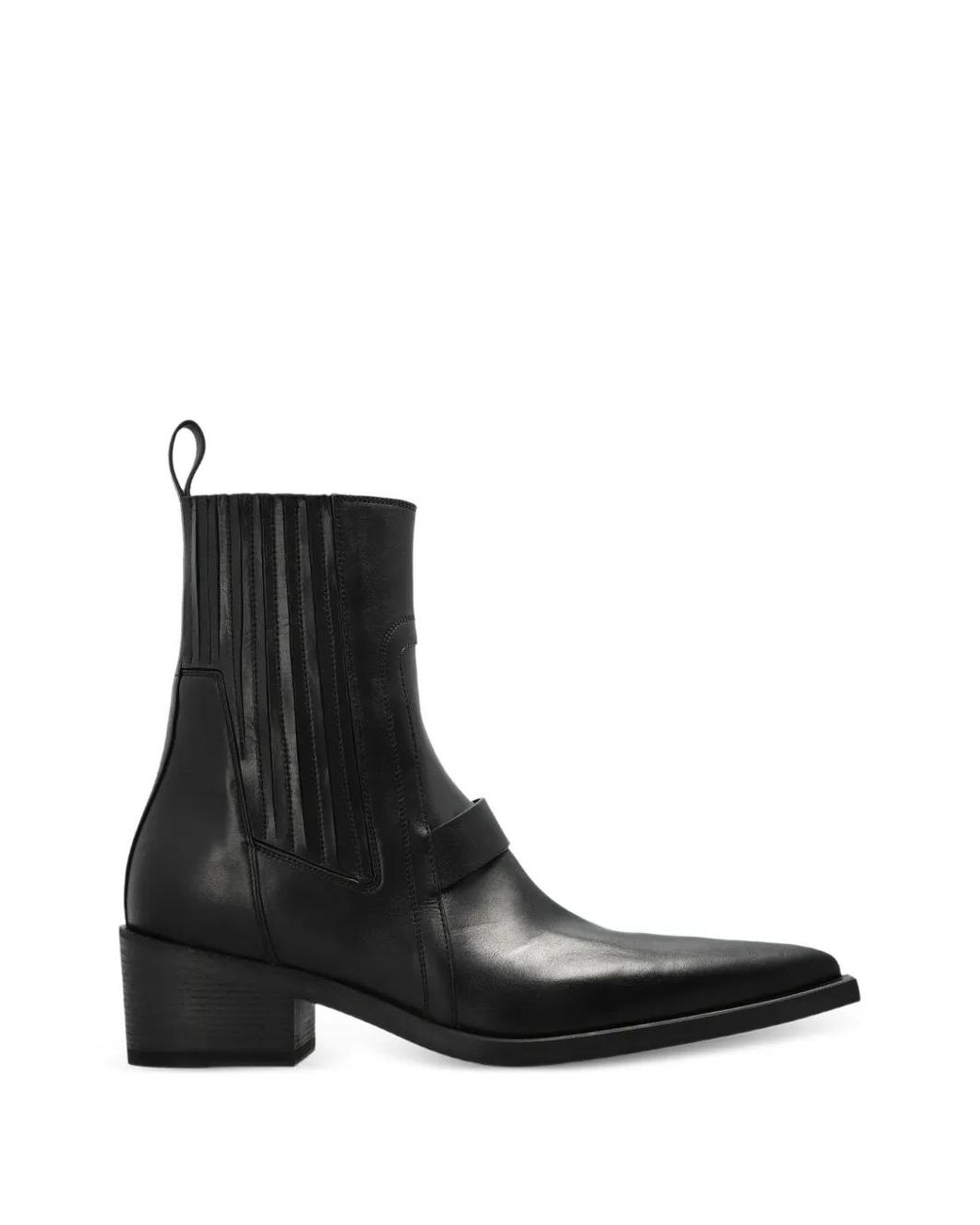 Rick Owens Black Leather Ankle Boots 'Pointed Sliver' for men