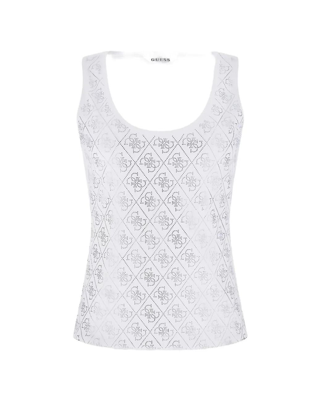 Guess White Logo Tank Top