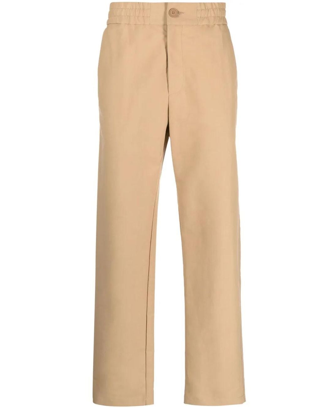 Versace Jeans Couture Natural Logo-Patch Straight-Leg Trousers for men