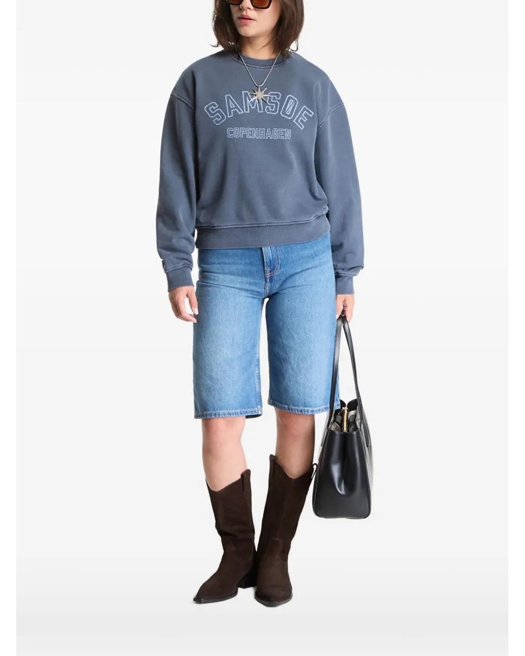 Samsøe & Samsøe Blue Savan Logo-Print Sweatshirt