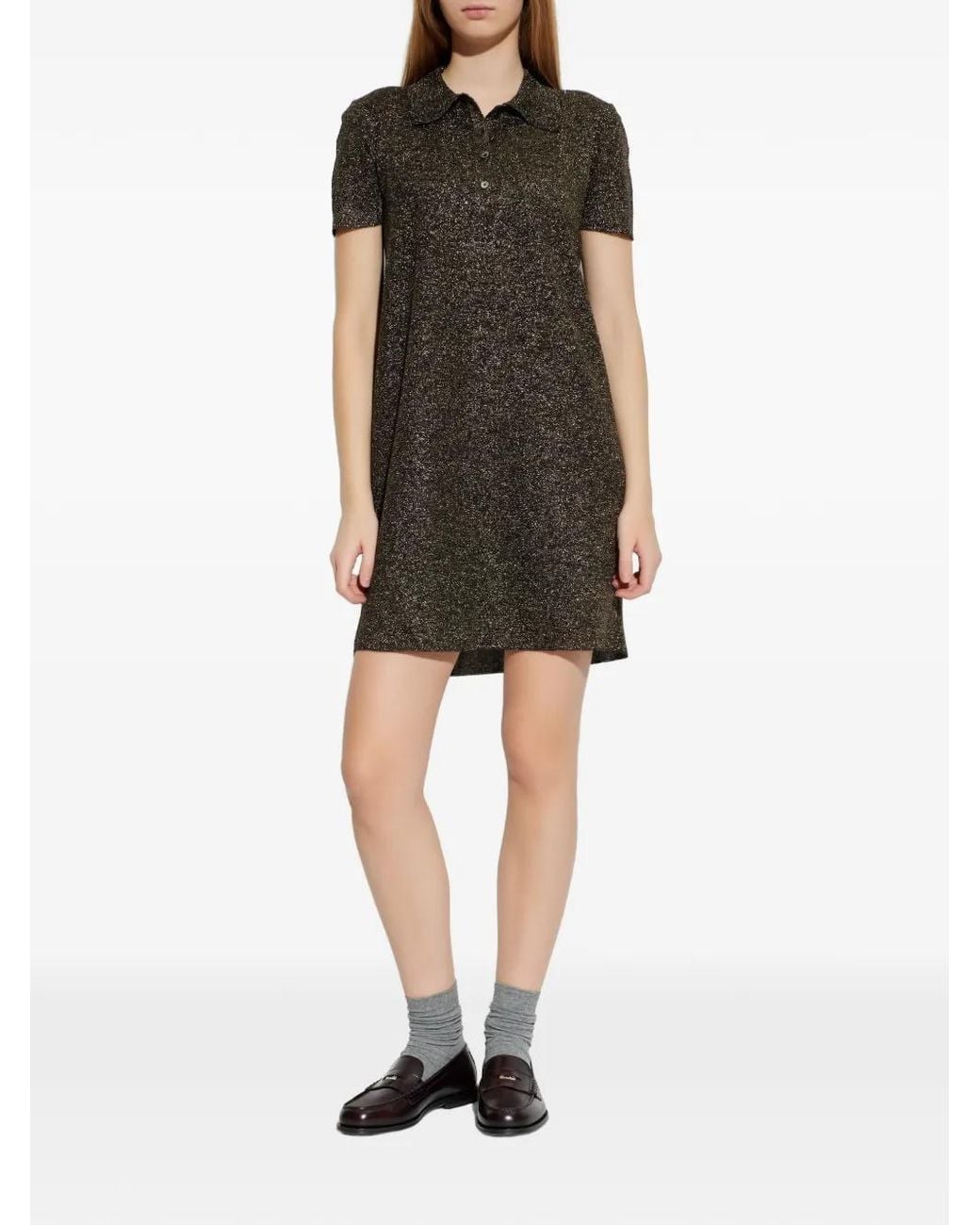 A.P.C. Green Buttoned Collared Mini Dress