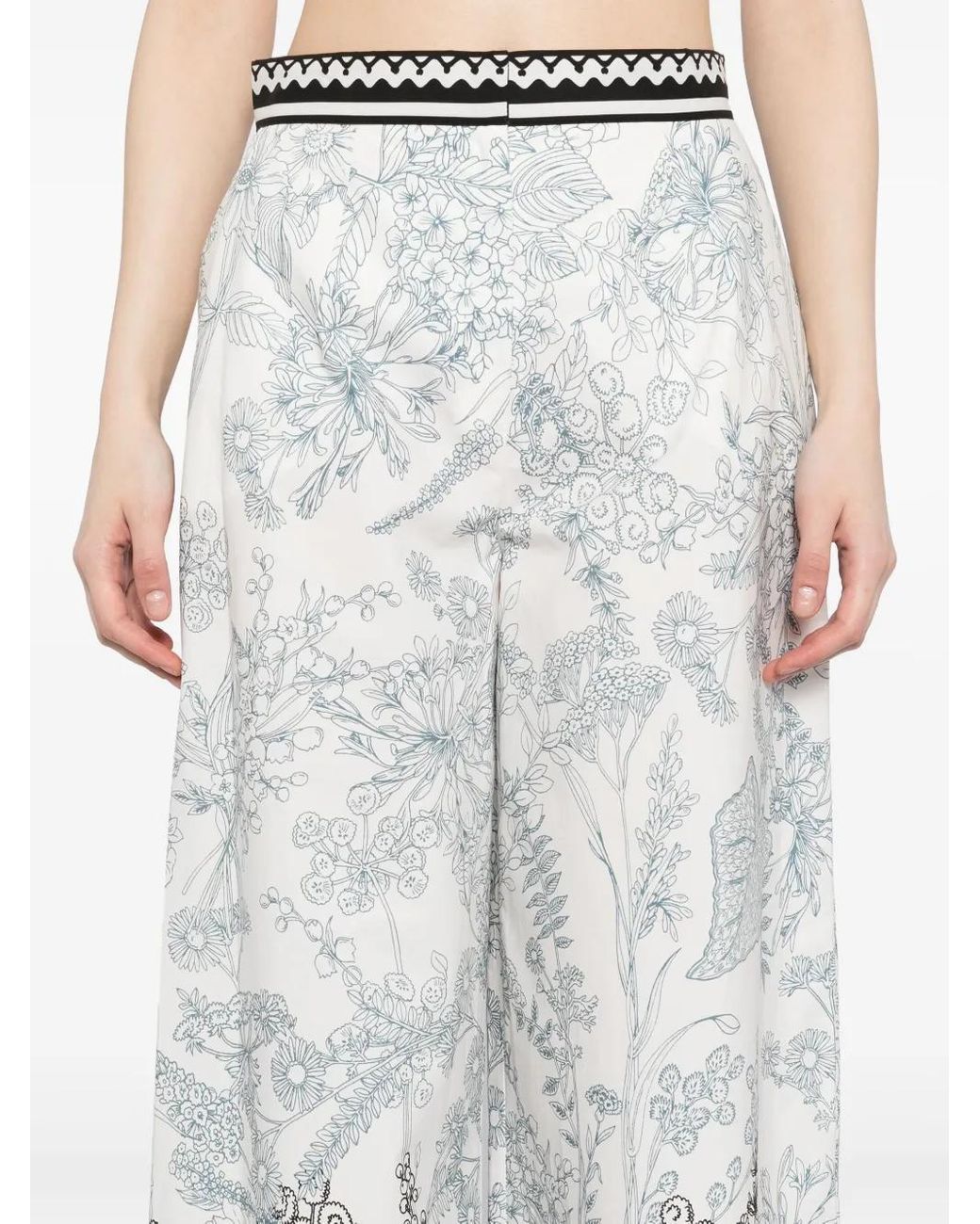 Elie Saab White Printed Cotton Pants