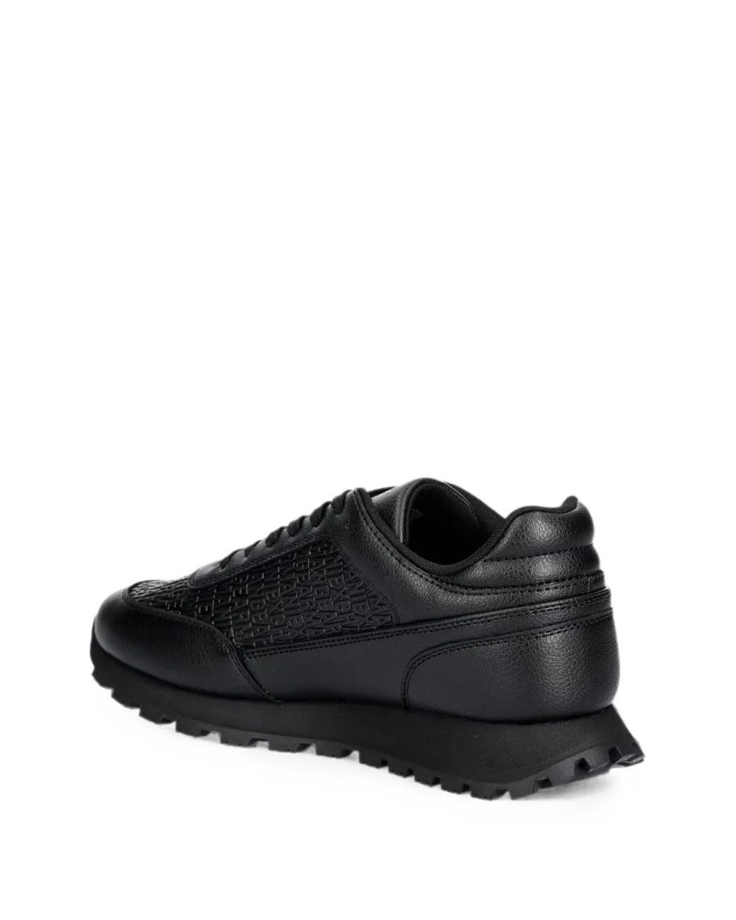 ARMANI EXCHANGE Black Logo-Embossed Pebbled-Effect Sneakers for men