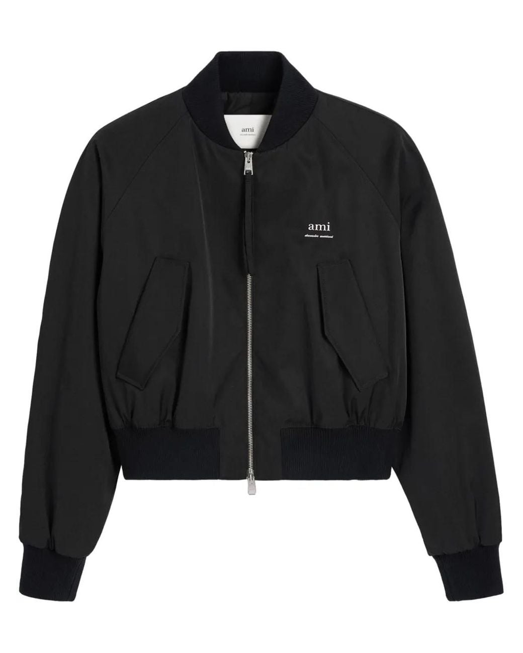 AMI Black Logo Bomber Jacket for men