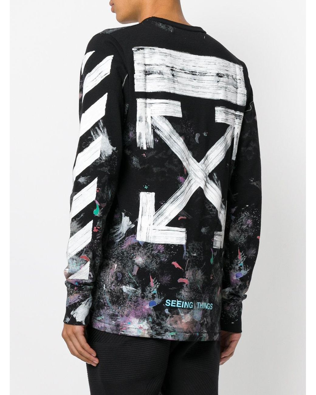 Off-White c/o Virgil Abloh Cotton Galaxy Brushed Long Sleeved T-shirt in  Black for Men | Lyst