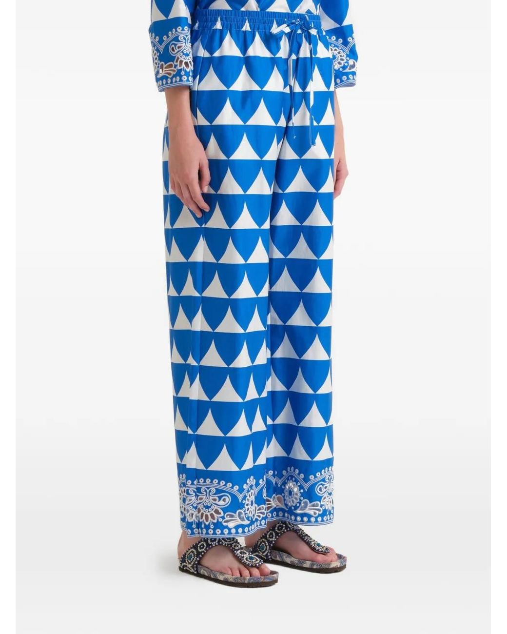 Maliparmi Blue Optical-Print Trousers