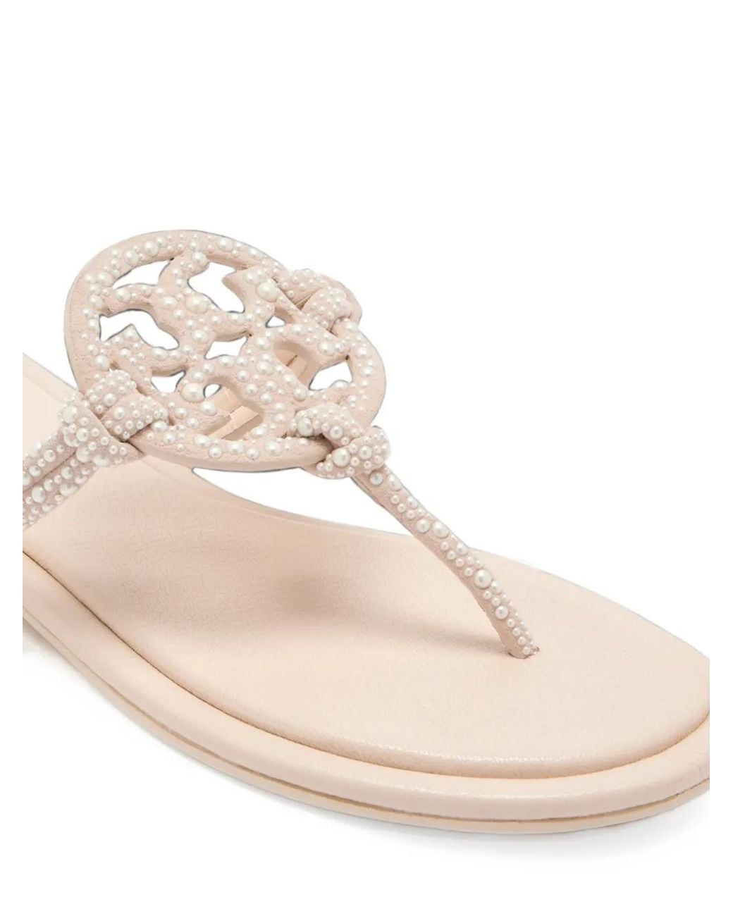 Tory Burch White Miller Knotted Pearl Sandals