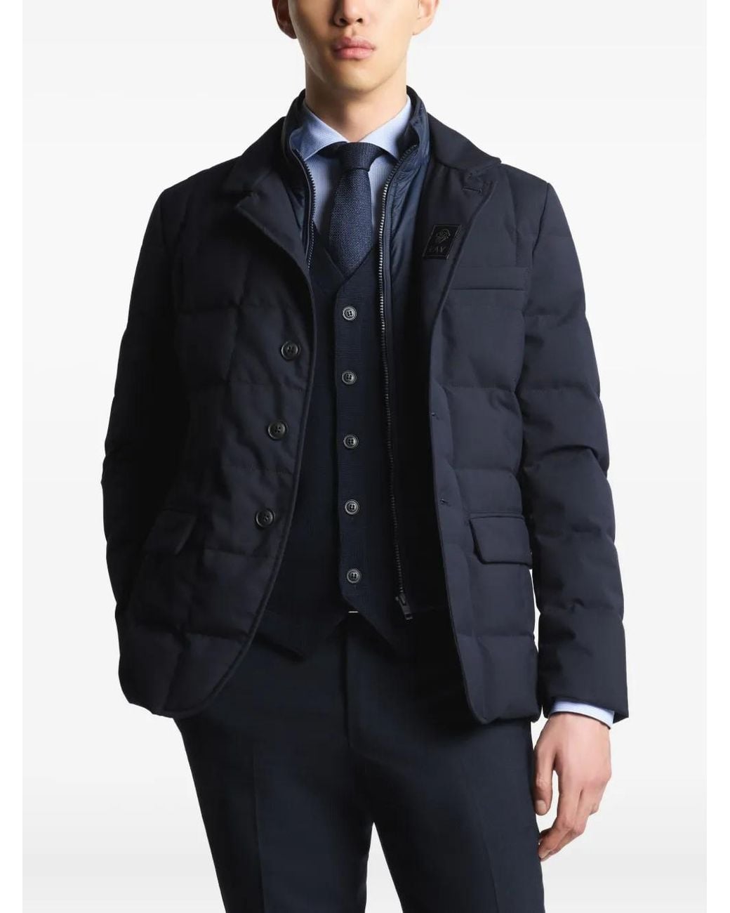 Fay Blue Padded Button-Up Jacket for men