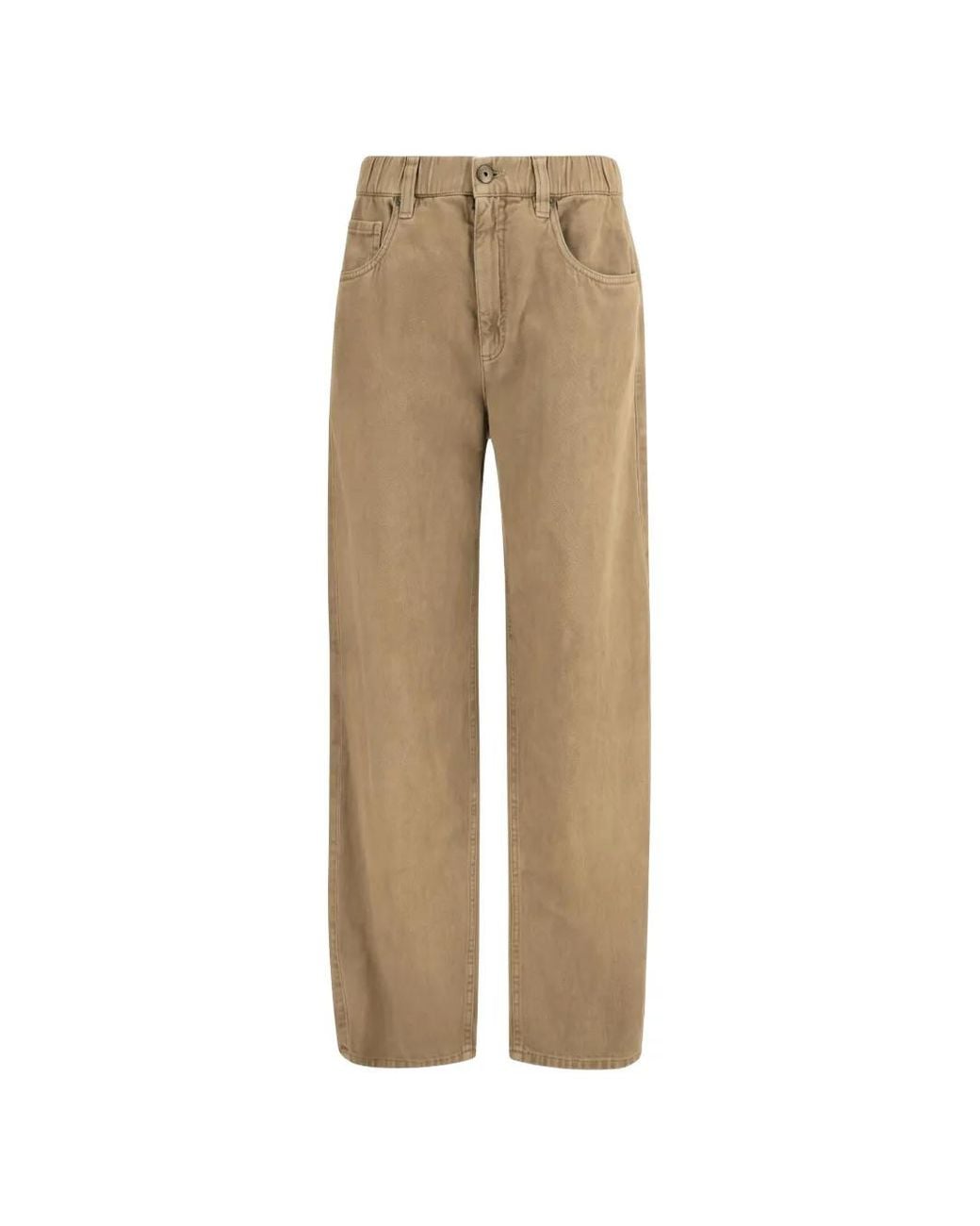 Brunello Cucinelli Natural Elasticated Straight-Leg Trousers