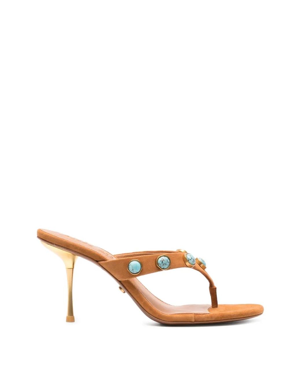 Cult Gaia Brown Stella Cabochon Heeled Sandals