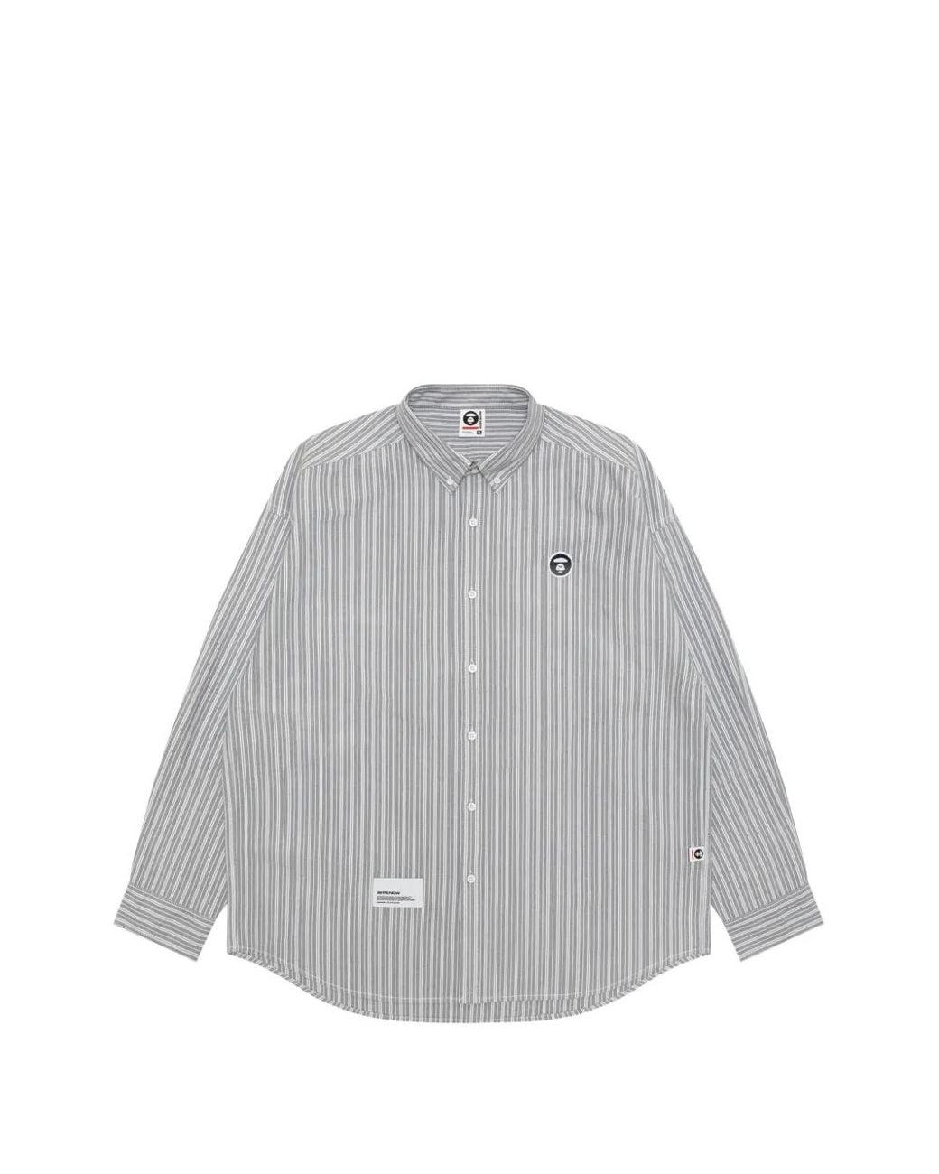 Aape By A Bathing Ape Gray Chemise À Rayures for men