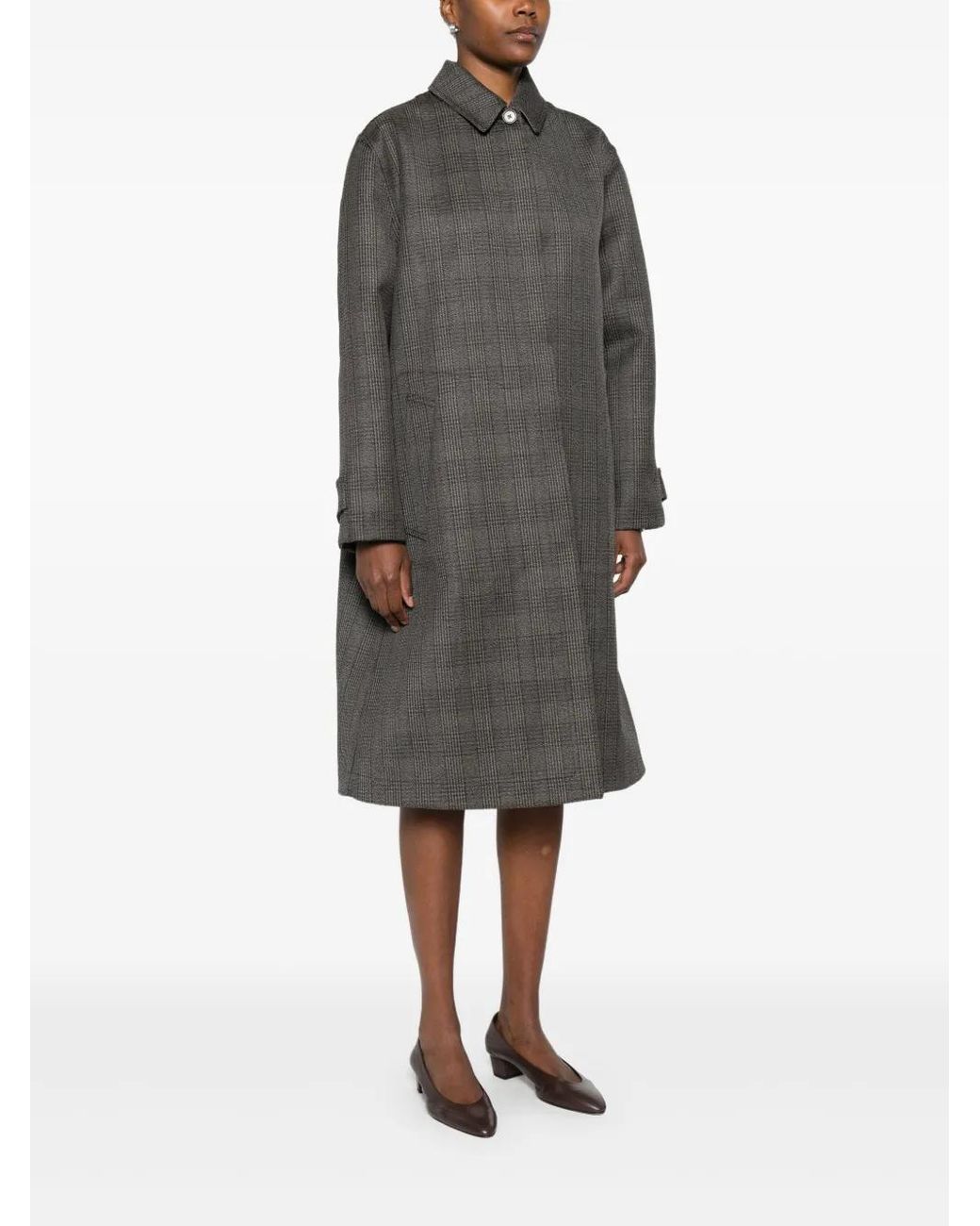 The Row Gray Wool-Silk Check Coat