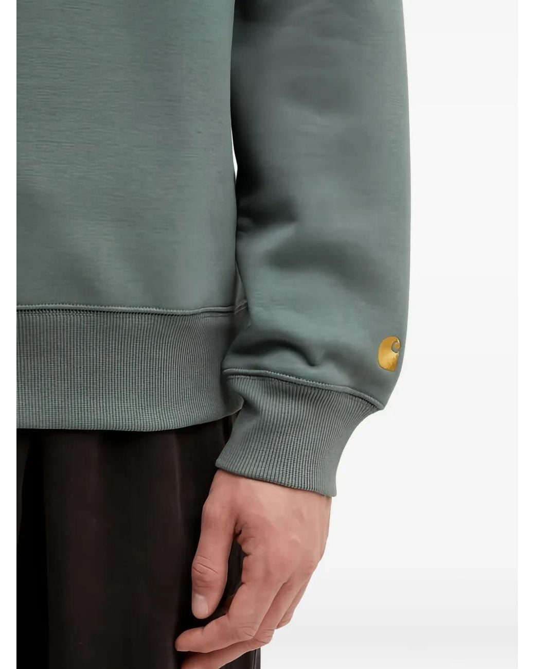 Carhartt Green Logo-Embroidered Raglan-Sleeve Sweatshirt for men