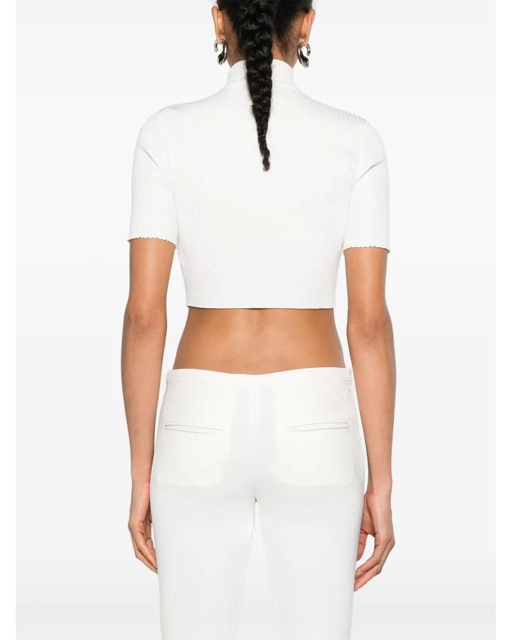 Courreges Top Met Col in het White