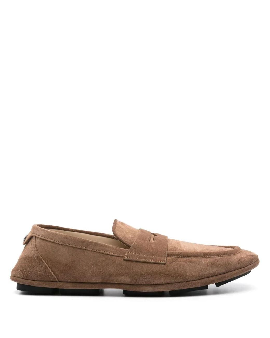Dolce & Gabbana Brown Suede Loafers With Dg Plaque For for men