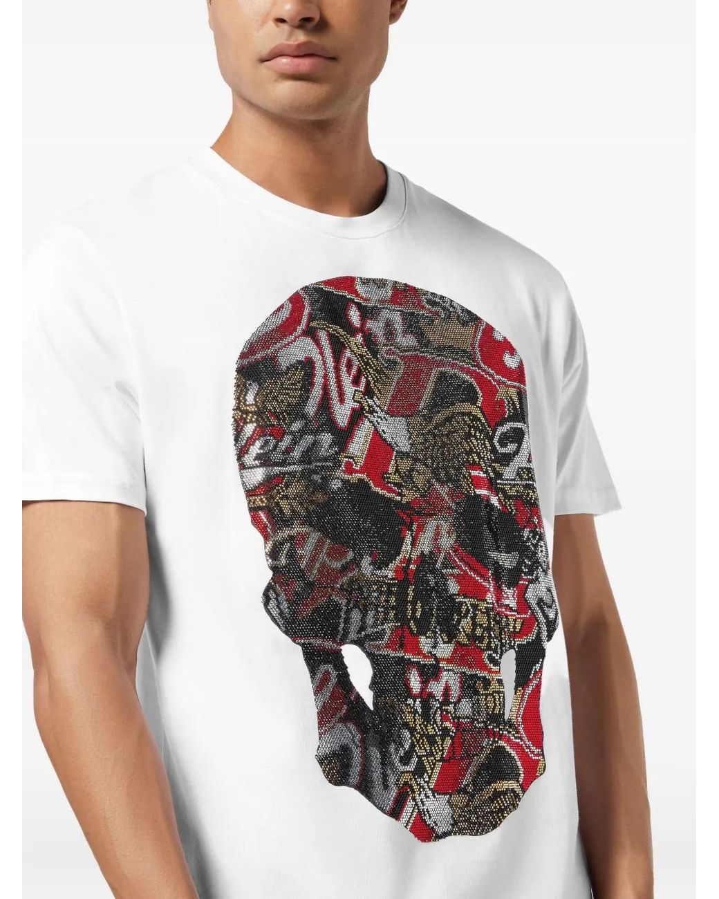 Philipp Plein White Skull Stones T-Shirt for men