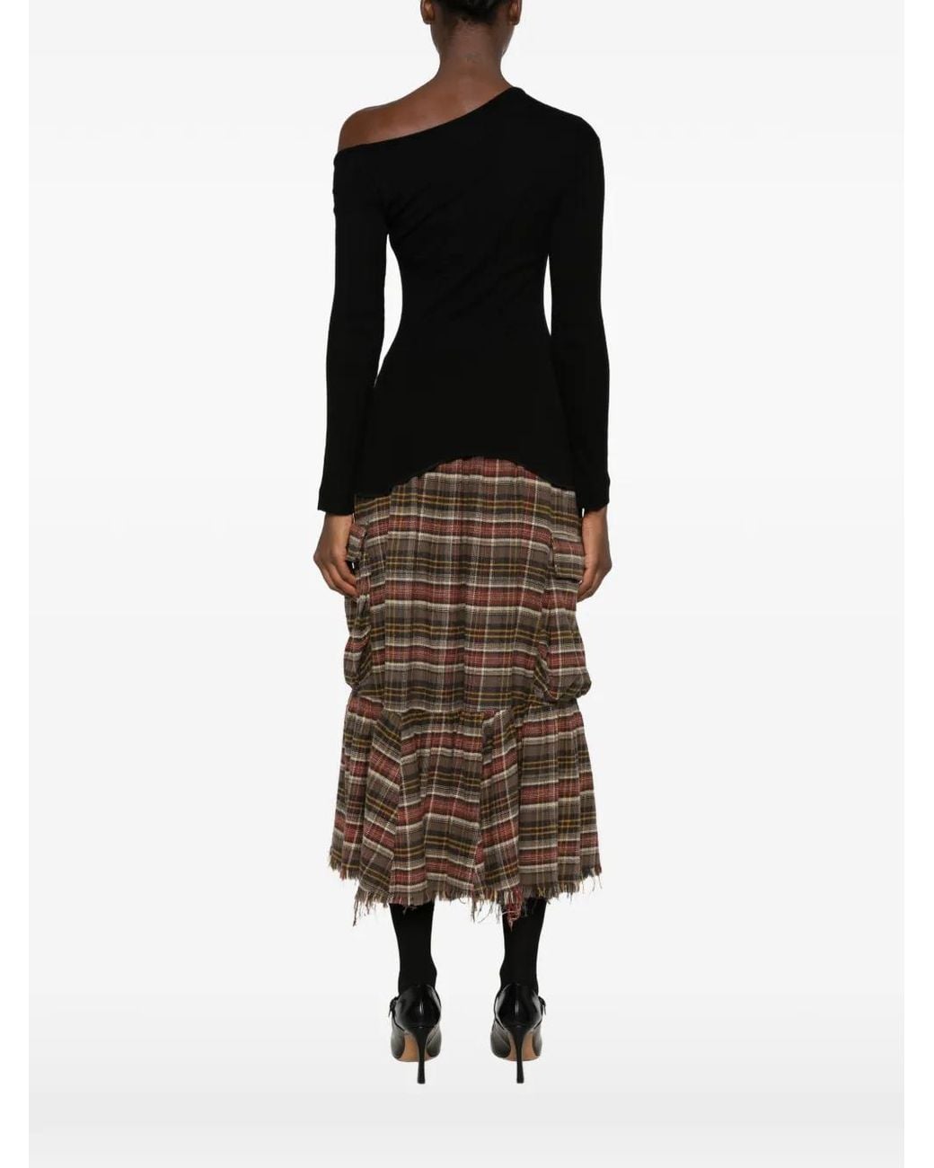 Vivienne Westwood Black Orb-Embroidered Asymmetric-Neck Top