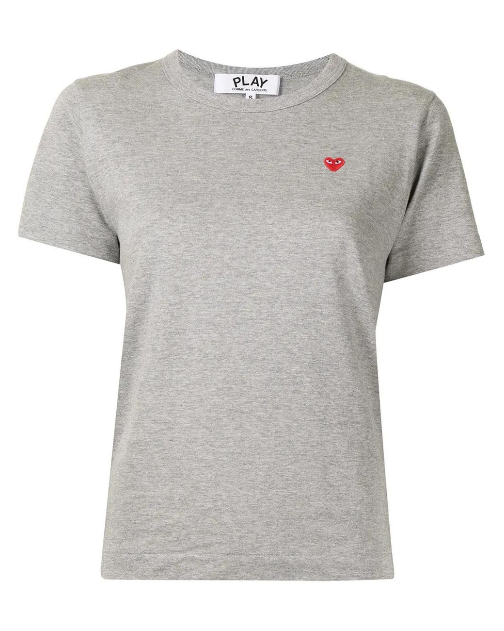 COMME DES GARÇONS PLAY Gray Logo-Print Cotton T-Shirt