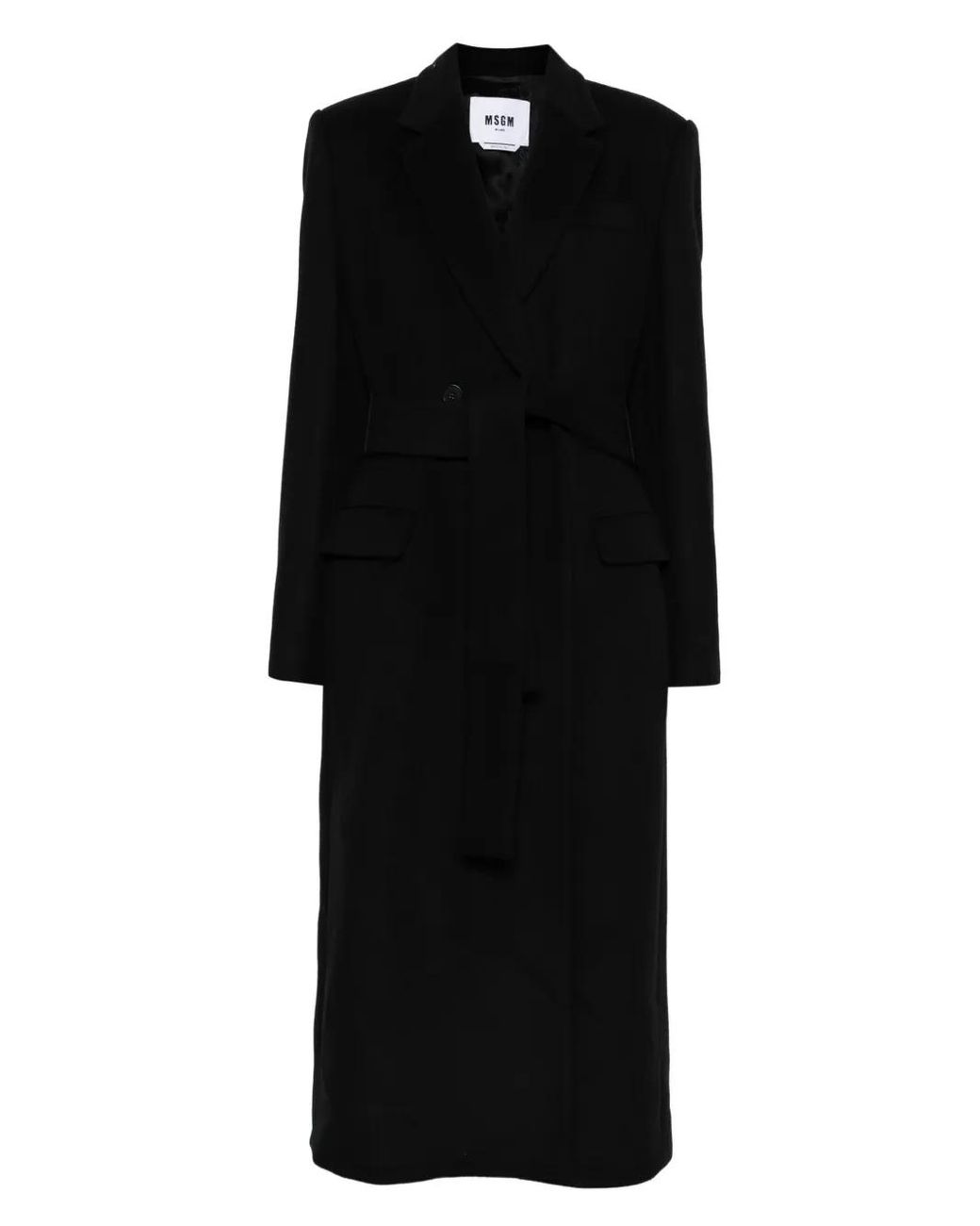 MSGM Black Belted Coat