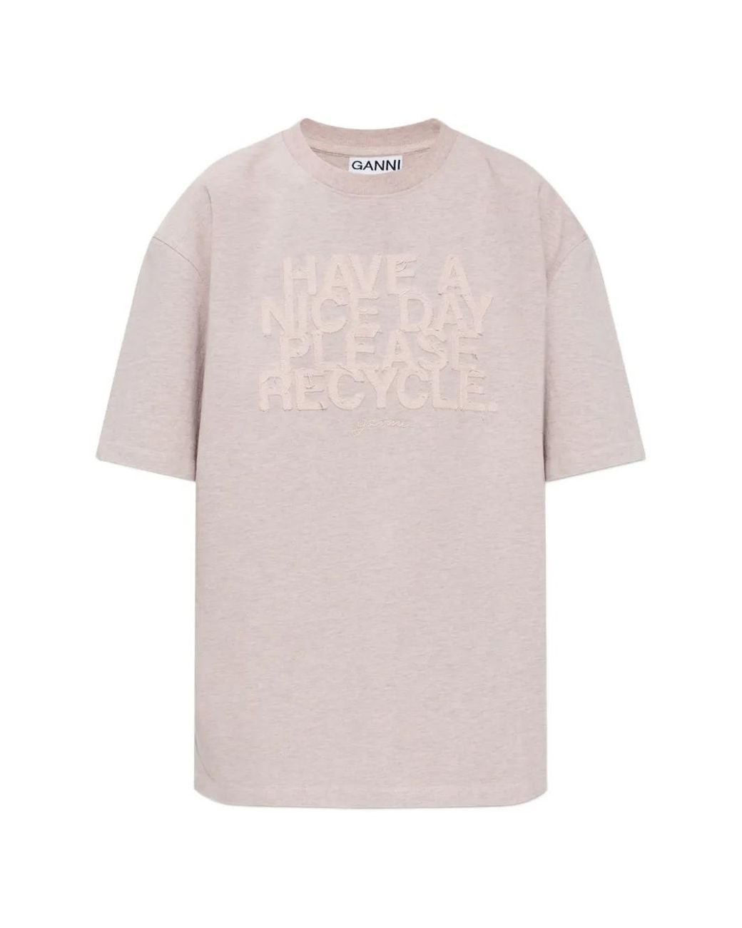 Ganni Pink Logo-Appliqué T-Shirt
