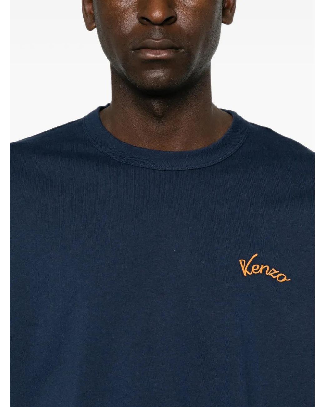 KENZO Blue Eiffel Tower-Print Long-Sleeve T-Shirt for men